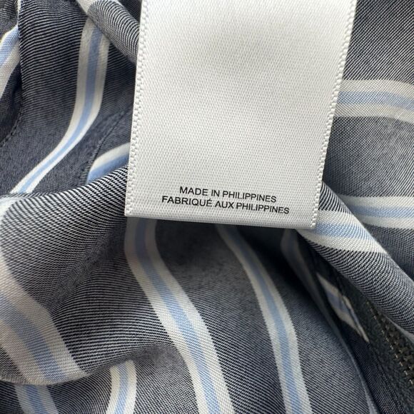 Express Crop Crop Top Sz XS Stripe Gray Blue White Flounce Back Zipper - Picture 8 of 9